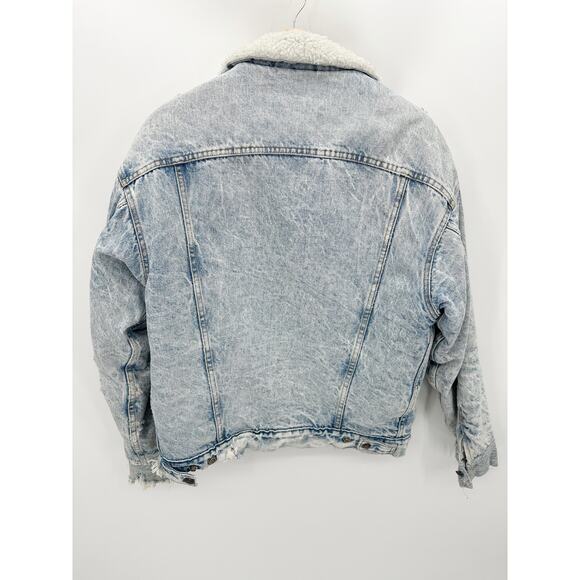 Levi's Jacket Men MEDIUM Blue 1987 Vintage Light Wash Washed Denim Sherpa Lined - Picture 2 of 16